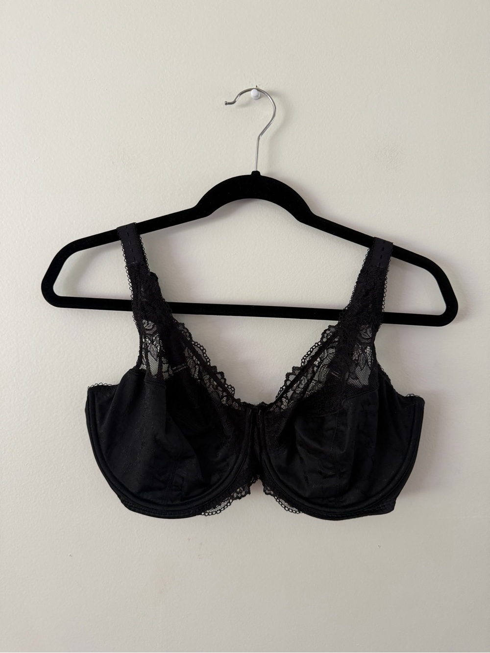 Delimira Black Lacy Neutral Underwire Unlined Full Coverage Bra Womens 34G